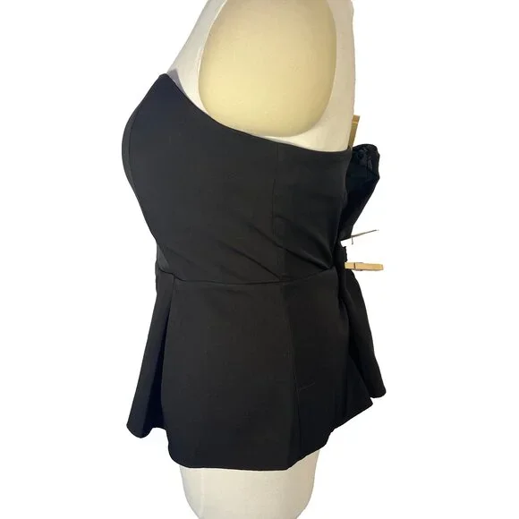 City Chic Black Strapless Peplum Top Womens Size 22W Zip Back Sweetheart - Picture 4 of 16